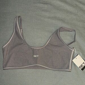 SET Active Gray Scoop-Style Sports Bra